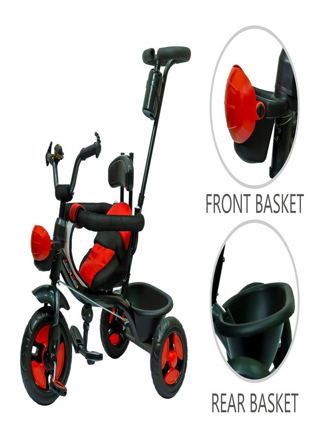 Maanit Kids 3 Wheel Trike with Drinking Bottle, Parental Push Control Handel, Detachable Bell, Children Roadster Tricycle for Toddlers and Kids (Red) - Image 3